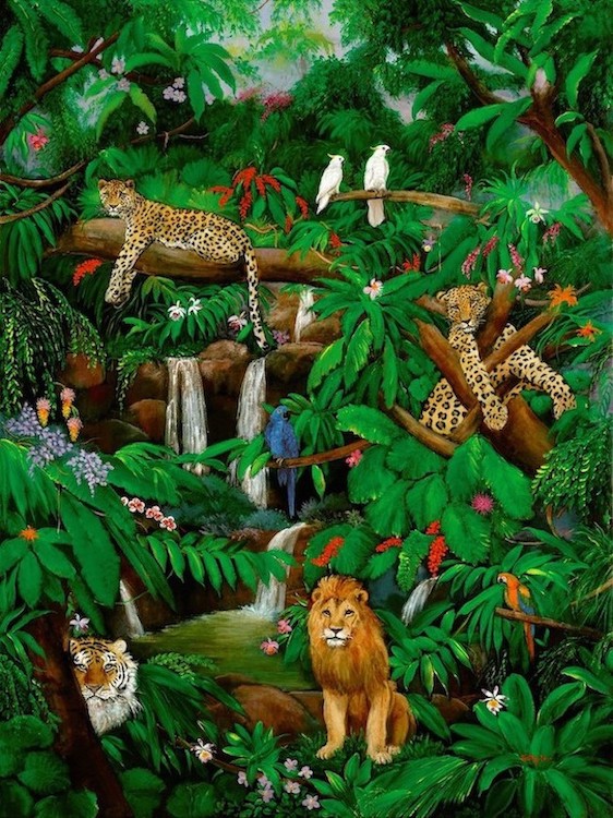 Wild Life painting, leopards, tiger, Tropical Birds