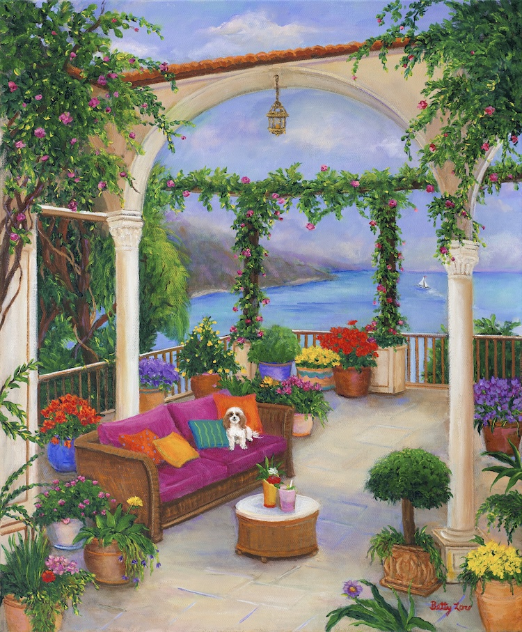 Italian seaside patio, Italy, Amalfi Coast