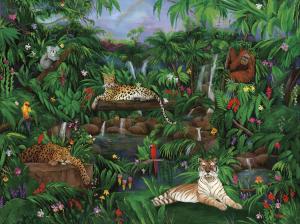 leopards, tiger, wild life painting, jungle, jungle animals